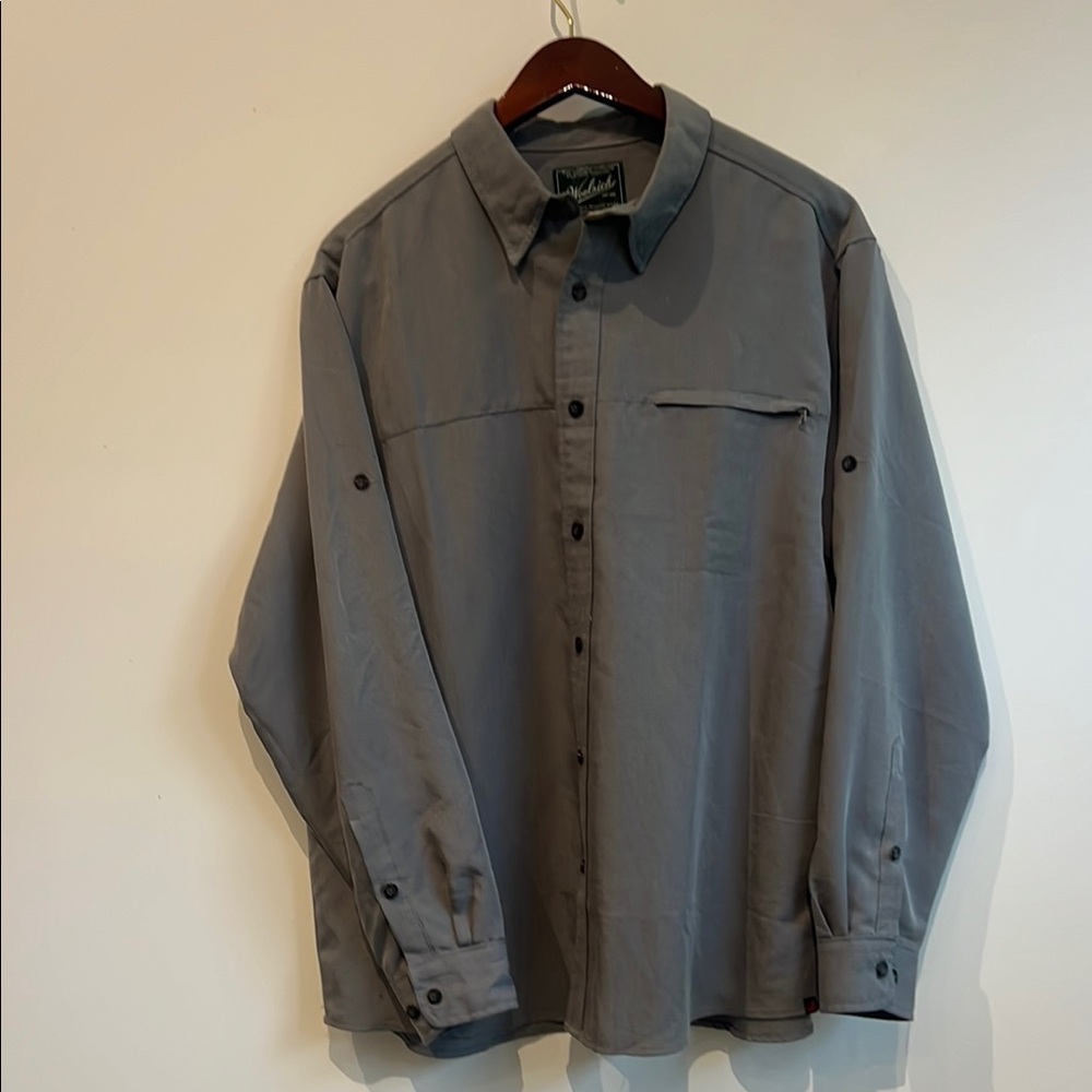 Woolrich Gray Lightweight Shirt Jacket with Collared Neckline